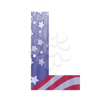 colorful illustration with  american flag letter L on a white background