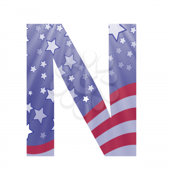colorful illustration with  american flag letter N on a white background