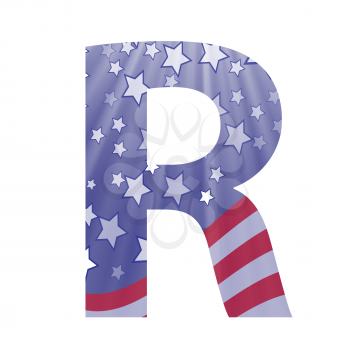colorful illustration with  american flag letter R on a white background