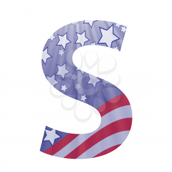 colorful illustration with  american flag letter S on a white background