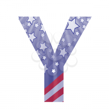 colorful illustration with  american flag letter Y on a white background