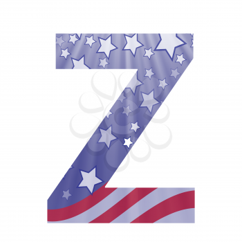 colorful illustration with  american flag letter Z on a white background