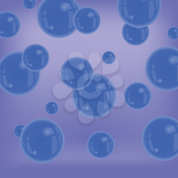 colorful illustration with  foam bubbles on a blue background