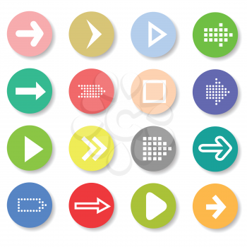 colorful illustration with set of arrows icons on a white  background