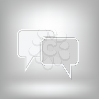  illustration with two speech bubbles on a grey background