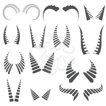  illustration with grey silhouettes horns on white background