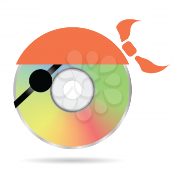 colorful illustration with pirate disc on white background