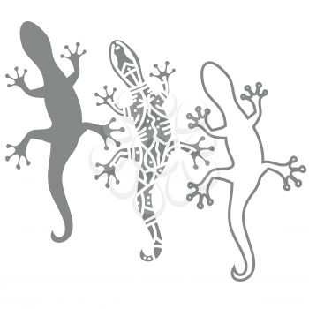 illustration  with  silhouettes of salamander on white background