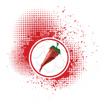 colorful illustration  with red pepper on white background