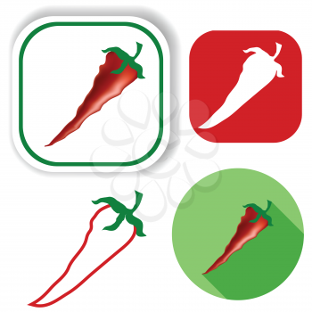 colorful illustration  with red pepper icons on white background