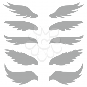 illustration  with  wings silhouettes on white  background