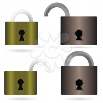 colorful illustration  with open and closed padlock icons on white  background