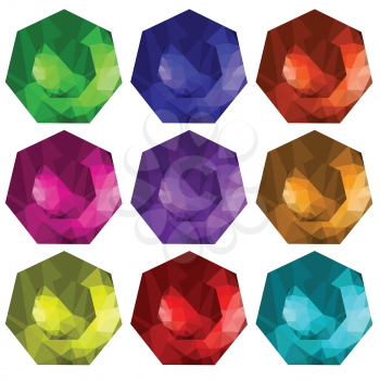 colorful illustration  with brilliant cut gems on white  background