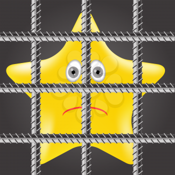 Single Yellow Star is Behind Prison Bars