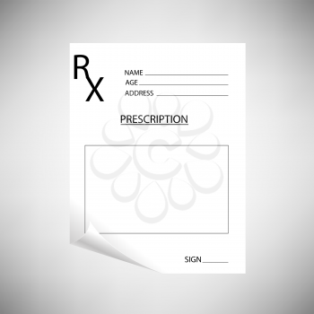 Medical Empty Blank Prescription on Grey Background.