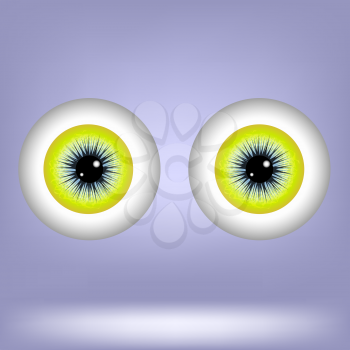 Two Eyes Isolated on Blue Background. Part of Human Face.