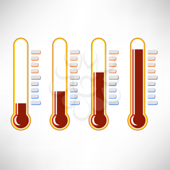 Set of Thermometer Icons Isolated on White Background