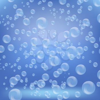 Soap Bubbles on Blue Background. SPA Aqua Background.