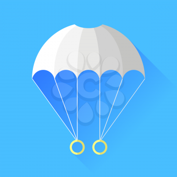 White Parachute Icon Isolated on Blue Background.