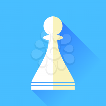Chess Pawn Icon Isolated on Blue Background