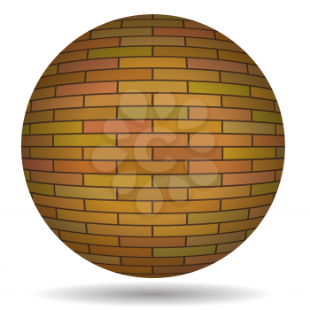 Old Red Brick Circle Isolated on White Background