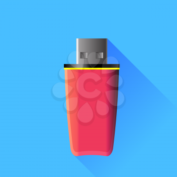 Pink Memory Stick Isolated on Blue Background.