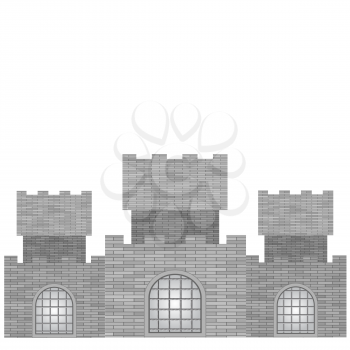 Grey Castle with Grids  Isolated on White Background