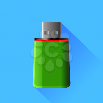 Green Memory Stick Isolated on Green Background