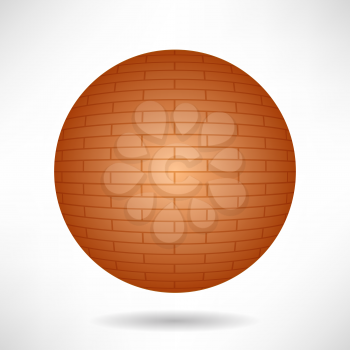Red  Brick Sphere Isolated on White Background.