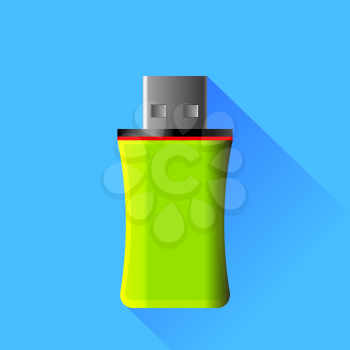 Green Memory Stick Isolated on Blue Background