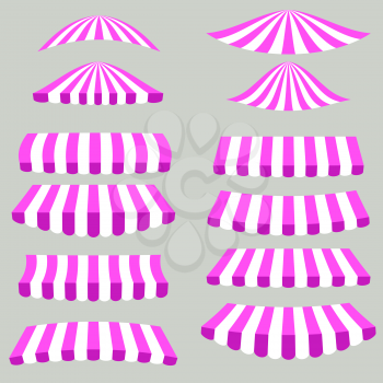 Pink White Tents Isolated on Grey Background.