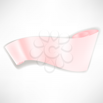 Pink Paper Banner Isolated on White Background