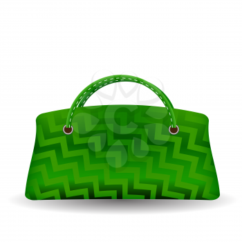 Modern Textured Green Handbag Isolated on White Background