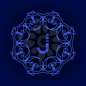 Simple  Monogram Design Template on Blue Background