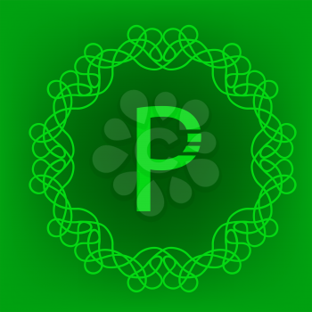 Simple  Monogram P Design Template on Green Background
