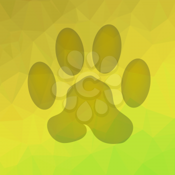 Animal Paw Print on Yellow Polygonal Background