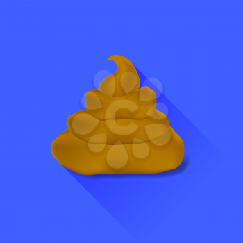 Excrement Icon Isolated on Blue Background. Long Shadow