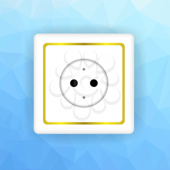 White Socket Icon Isolated on Blue Polygonal Background