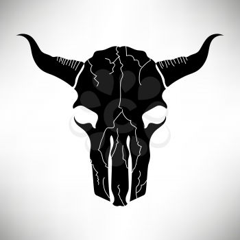 Bull Skull Silhouette Isolated on White Background