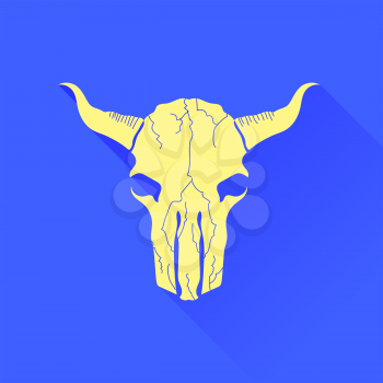 Skull of Bull Icon Isolated on Blue Background