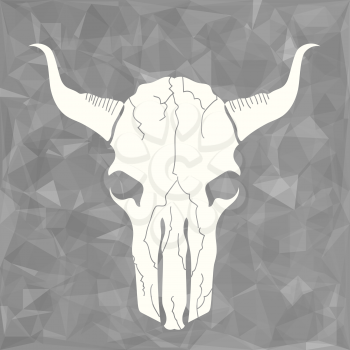 Skull Bull Icon on Grey Polygonal Background