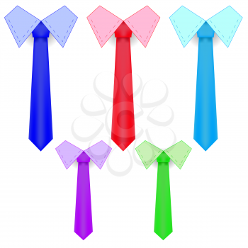 Set of  Colorful Plain Ties Isolated on White Background