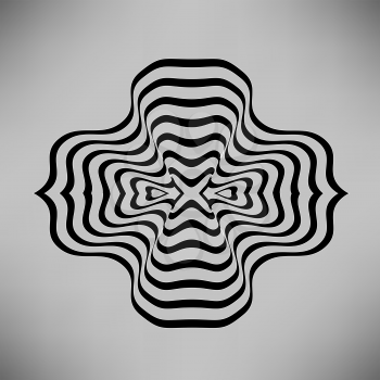 Wave Symbol Isolated on Grey Background. Black Line Ornamental Element on Grey Background