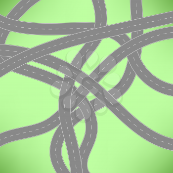 Roads Icon on Green Background.  Road Concept.