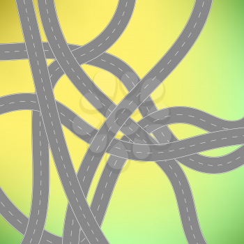 Roads Icon on Green Background.  Road Concept.