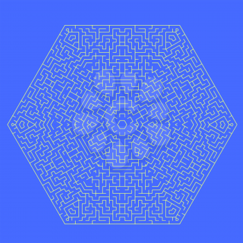 Labyrinth Isolated on Blue Background. Kids Maze