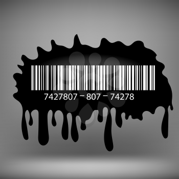 Ink Blot with Barcode Isolated on Grey Background