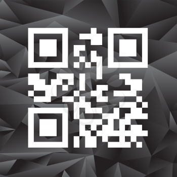 Product Barcode 2d Square Label 0n Grey Polygonal Background. Sample QR Code Ready to Scan with Smart Phone