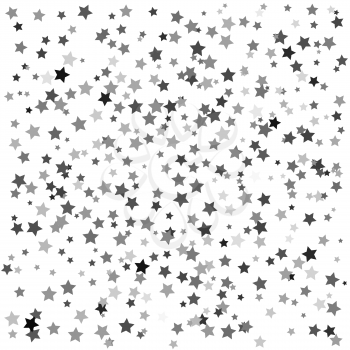 Set of Grey Stars on White Background. Starry Pattern
