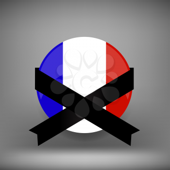 Franch Icon with Black ribbon on Grey Background